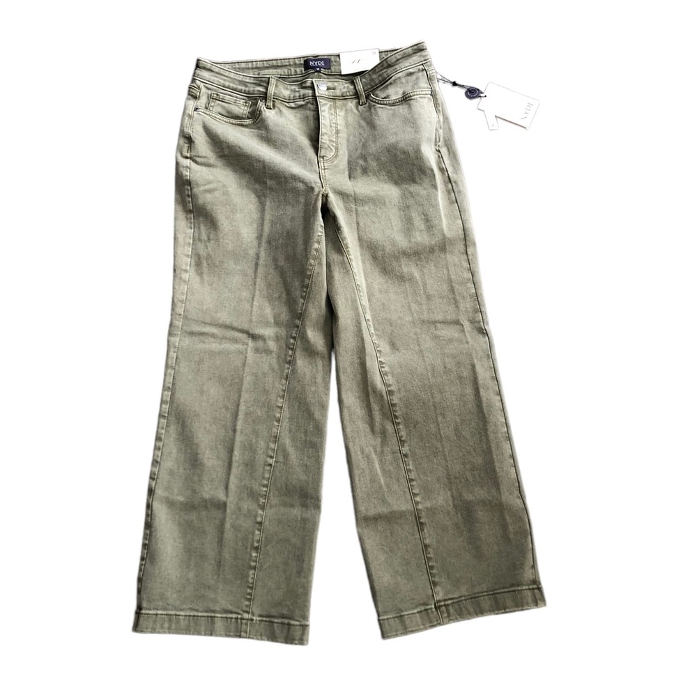 NWT NYDJ Teresa Wide Leg Ankle Jean Womens Moss Green Size 10